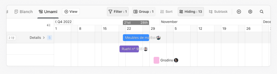 Date feedback alongside the focused time bar.